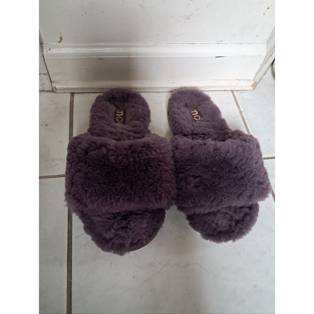 Mou Slippers Slides Women's 7/7.5 Purple Genuine Sheepskin Cozy Winter Open Toe